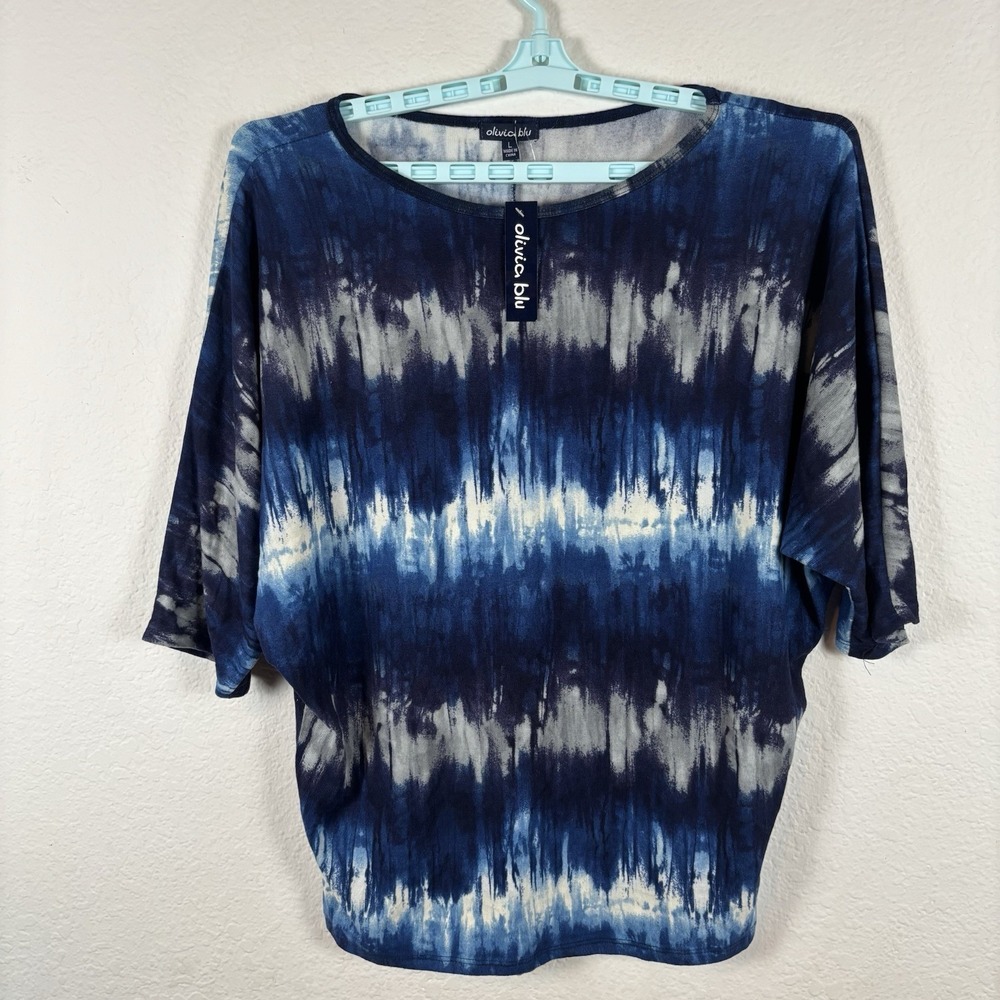 Olivia Blu Womens Shirt Top Sz L Large Short Sleeve Soft New With Tags